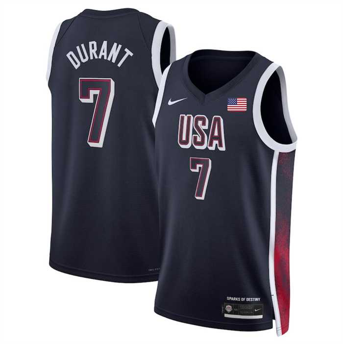 Men's USA Basketball #7 Kevin Durant Navy 2024 Swingman Stitched Jersey-0
